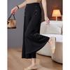 Pastte Mother's Summer Draped Wide-Leg Cropped Pants
