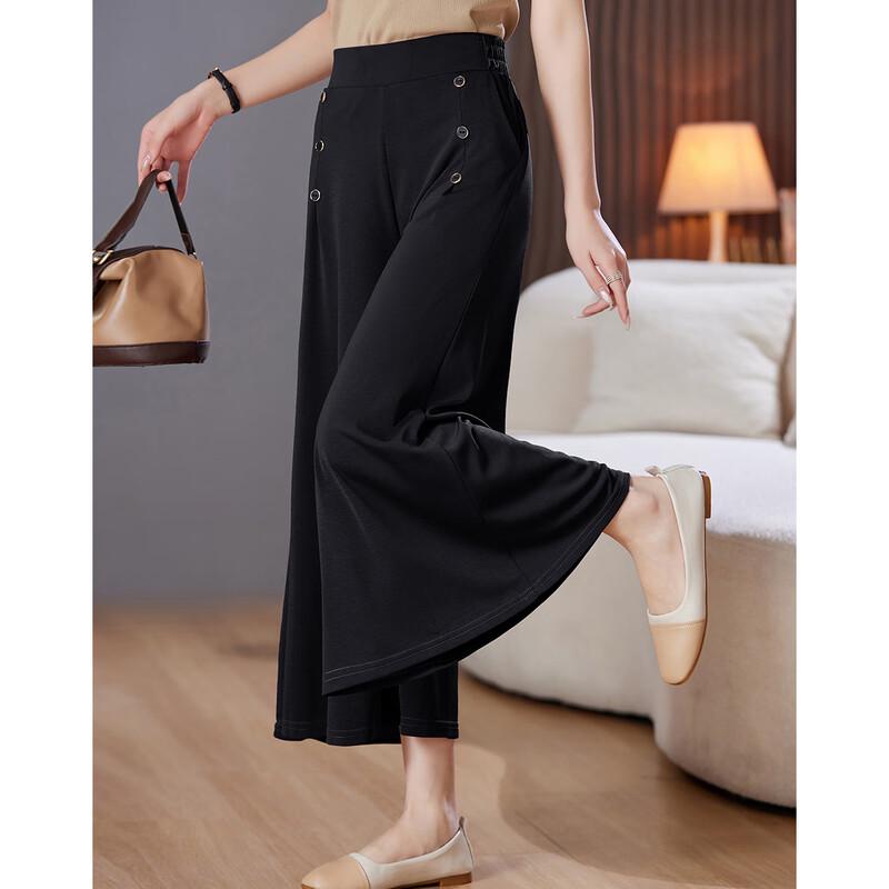 Pastte Mother's Summer Draped Wide-Leg Cropped Pants