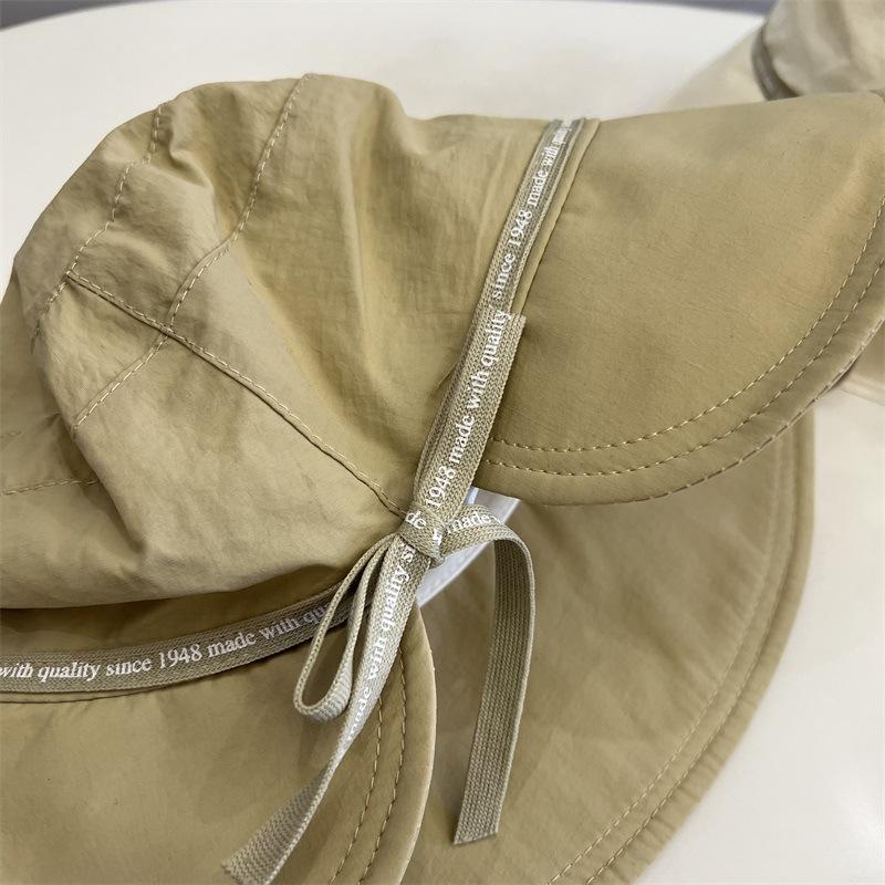 Korean Style Nylon Quick Dry Split Bucket Hat Women Spring Summer Literary Fresh UV Protection Travel Sun Cap