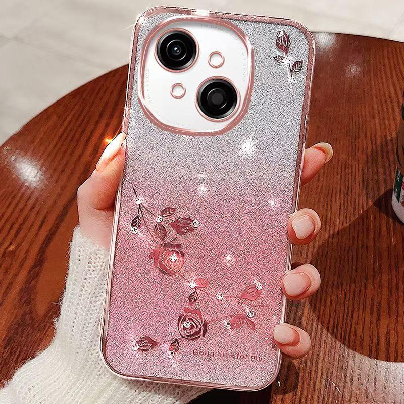 

Чехол для телефона Tecno Spark Go 1 Flash Pink Flower Прозрачный противоударный защитный чехол с роскошным бриллиантовым блеском Tecno Spark Go 1 розовый