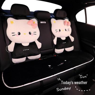 KT Cartoon Plush Car Seat Cushion - Winter Warmth, Four Seasons Use, Universal Fit, Cute Goddess Design.