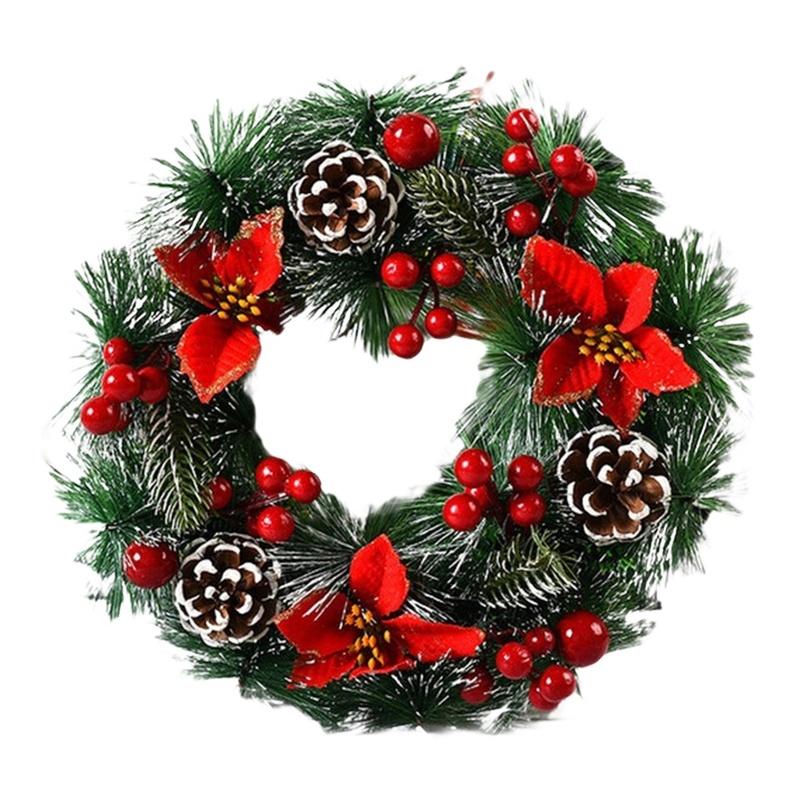 Christmas Decoration Simulation Wreath Door Hanging Window Props Decoration 32cm PVC Christmas Decoration Wreath Seasonal Décor