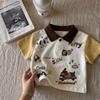Kids Summer Cotton Short Sleeve Polo Shirt with Cute Dog Print for Toddlers and Children