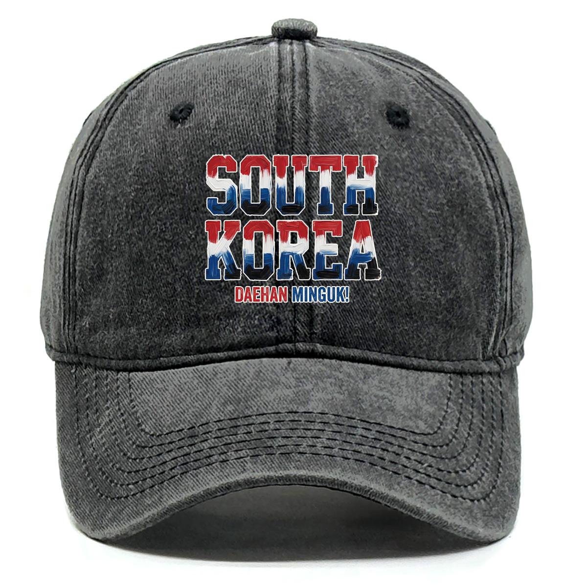

SOUTH KOREA DAEHAN MINGUK Flag Printed Sun Hat , Adjustable Snapback Baseball Cap Curved Brim Unisex Stylish Slouchy Dad Hat as the picture чёрный