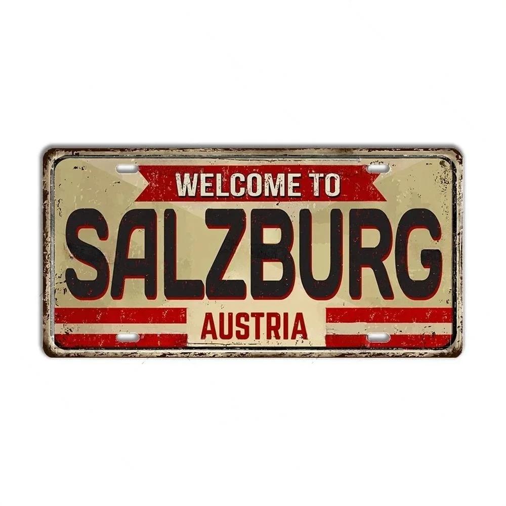 Paesi Bassi BELGIO AUSTRIA CECHIA POLONIA Targa Landmark Città Segno in Metallo Decorativo Targa per Veicoli Man Cave Bar Decorazione da Parete