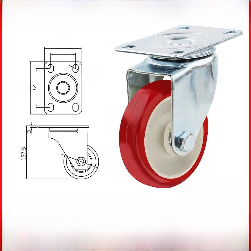 Kraftigt 3-5 tums universellt nylonhjul för vagn med broms