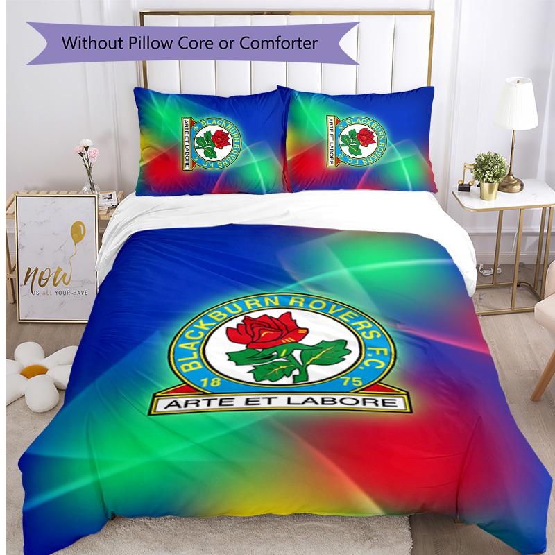 Blackburn Rovers Football Printed 3 Pieces Bedding Set, Comfortable Skin Friendly Bedroom Duvet Cover Set