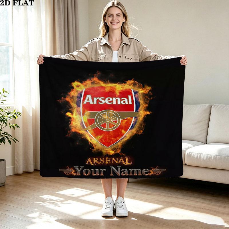 1PC Arsenal F Custom Name Patterned Flannel Blanket Suitable For All Seasons for Home Decor Warmth and Comfort Gifts Holiday Present