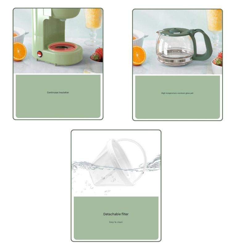 Petite cafetière à filtre pour bureau à domicile Ménage 0,65 L Cafetière Cafetière Machine à café ménagère Durable