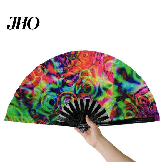 Folding Fan Sturdy Bone Exquisite Pattern Bright Color Performance Glow in The Dark Festival Party Supply Large Hand