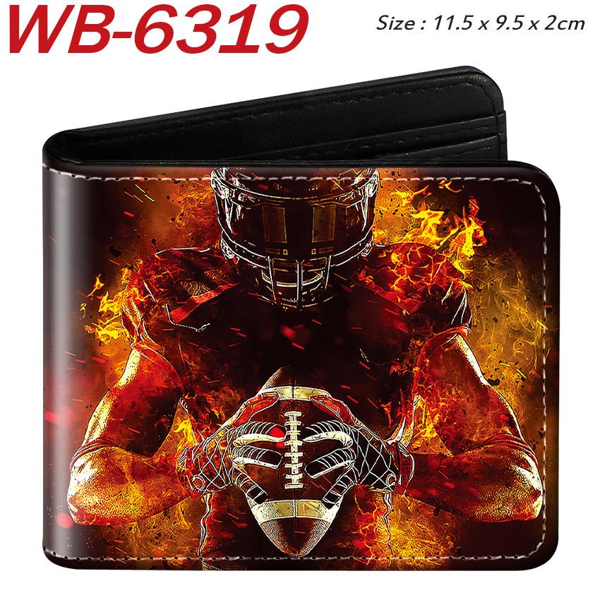 Sports Ball Bifold Wallet Football Basketball Rugby Pattern Student Coin Purse Card Holder Leather Short 1pcs