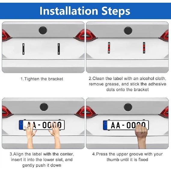 4Pcs Frameless Car License Plate Holder – Universal Invisible Number Plate Bracket for All Vehicle Models License Plate Covers Frames 6