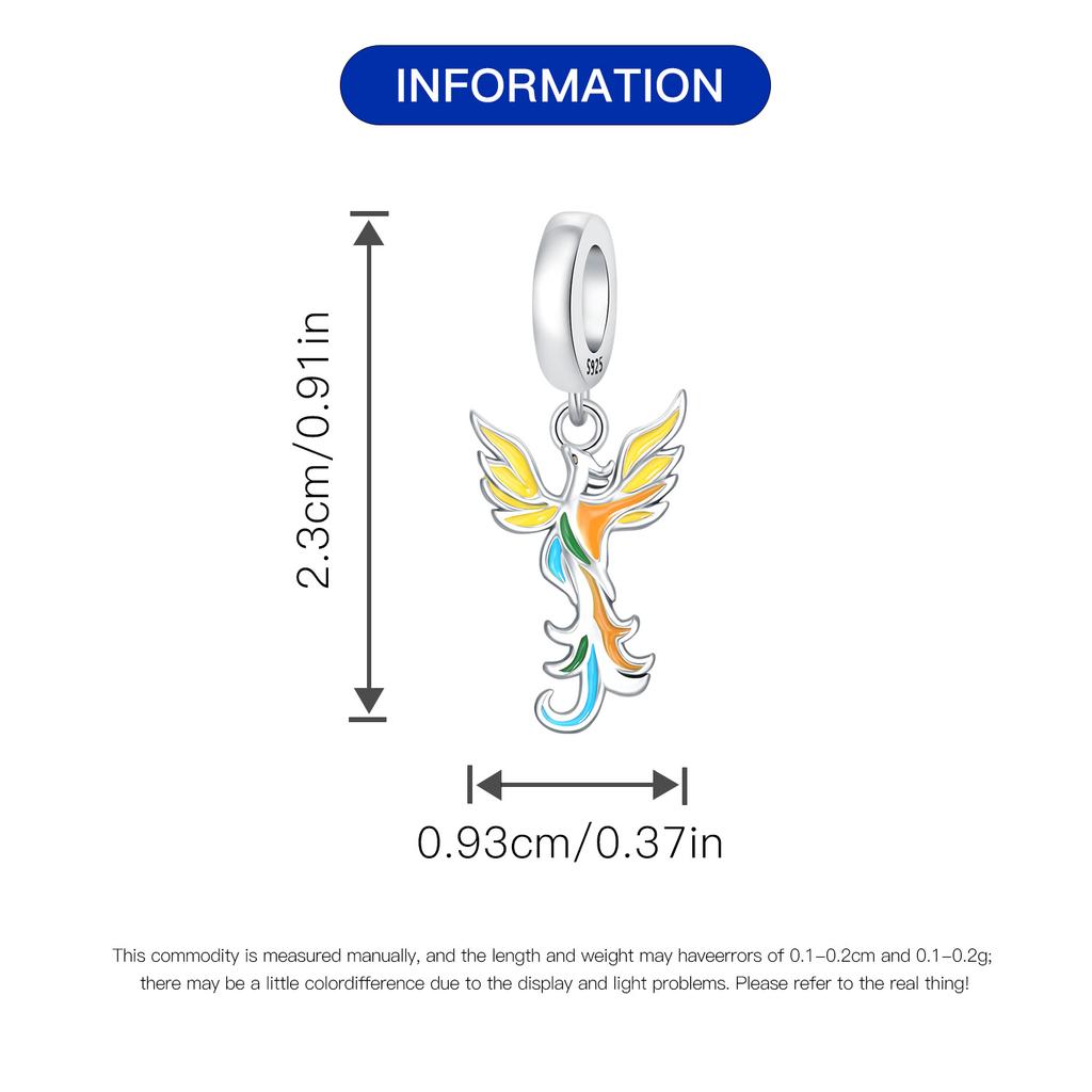 Bead Charms Copper Charm Bead Charms Authentic Colorful Phoenix Pendant Bead Charms Compatible With Bracelets Jewellery Diy Women Fine Gift Accessory