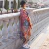 "Summer Ethnic Style Cotton-Linen Shawl: Handmade Retro Button Sunscreen Beach Cover-Up"