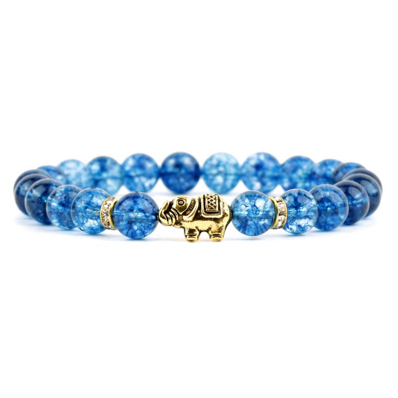 Weathered White Agate & Lychee Chalcedony Elephant Bracelet for Men & Women