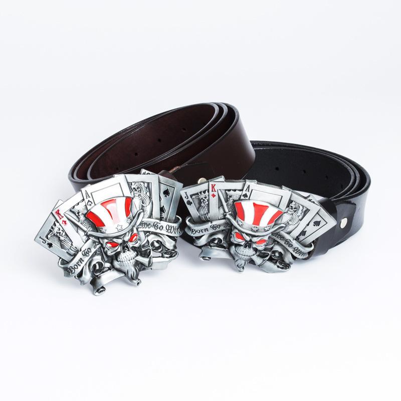 Skull Alloy Silver Belt Button Head Belt Button Head Playing Card Buckle Fashion Youth Belt