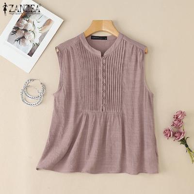 Γυναικεία Καλοκαιρινά Καθημερινά Αμάνικα Αθλητικά Τοπ με Στρογγυλή Λαιμόκοψη και Άνετη Γραμμή