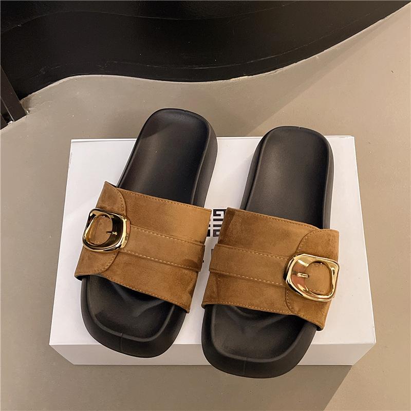 Internet Celebrities Popular Thick-bottomed Muffin Slippers Women's Summer Wear 2025 New Korean Go Out Comfortable Premium Cool Slippers