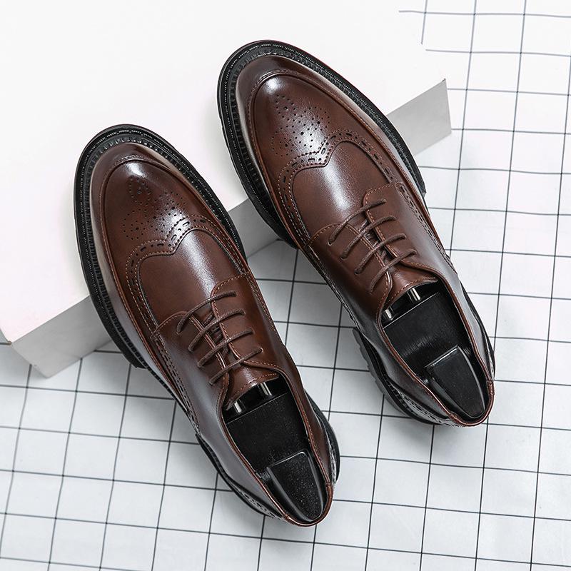Men s Breathable Leather Loafers - Formal, Casual, Low-Top, Thick-Soled British Style Wedding Shoes 42 коричневый