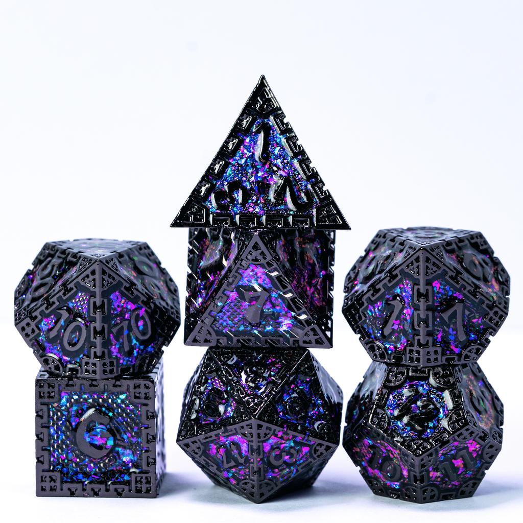 Cusdie DND Metal Solid Dice Dragon Pattern 7Pcs D4-D20 Polyhedral Dice Set for D&D Role Playing Game Pathfinder Board Games
