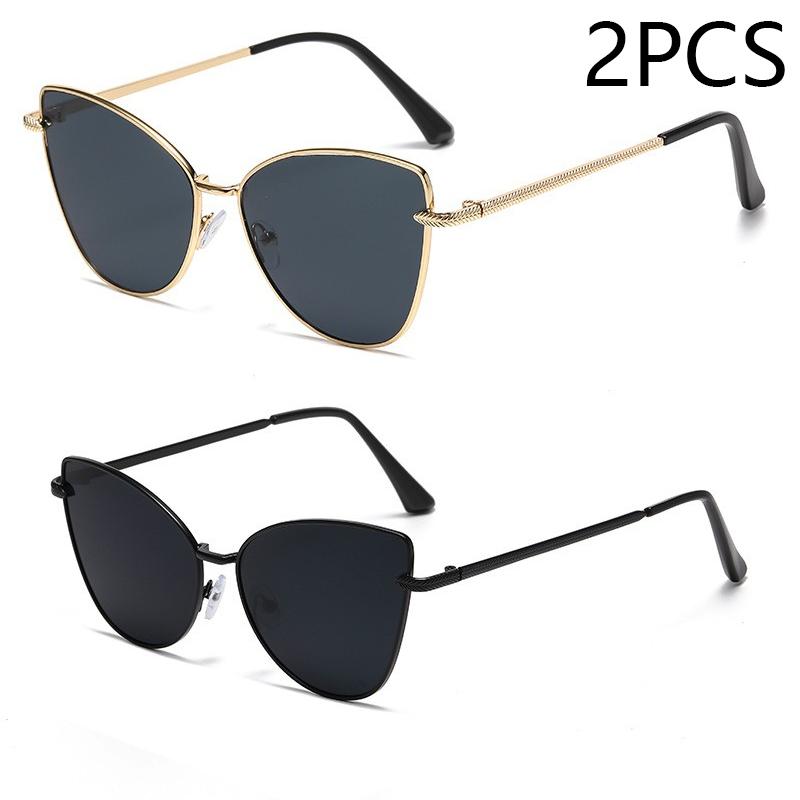 New Retro Metal Small Frame Cat-eye Sunglasses Womean Style European And American Fashion Street Photo Decorative Sungla Uv400