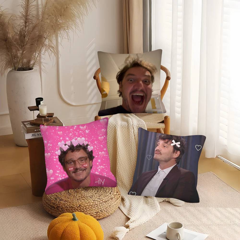 1Pc Funny P-Pedro Pascal M-Mood M-Meme Pillow Case Fashion Square Pillowcase Bedroom Sofa Room Ins Decoration Leisure