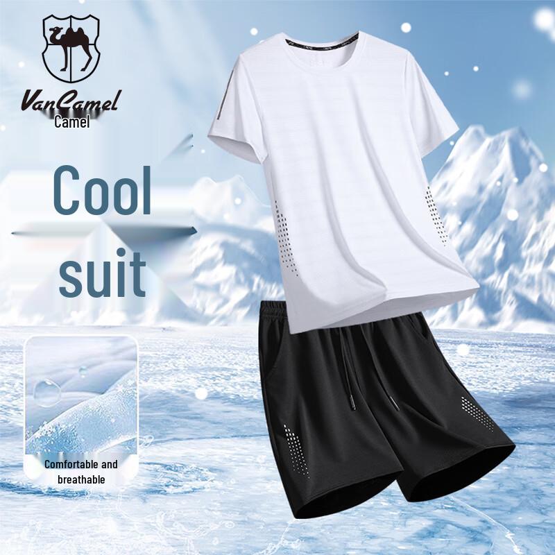 Men s Summer Ice-Feel T-Shirt  Shorts Sportswear Set 3XL