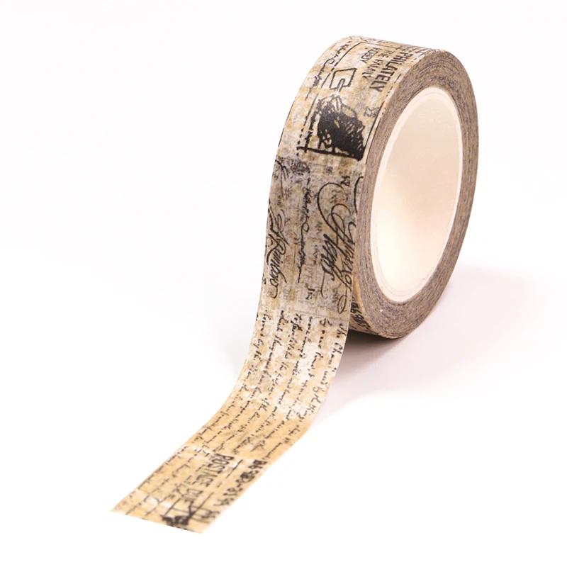 1PC. 10M Decorative Rero Kraft English Script Stamps Map Washi Tape Adhesive Stickers Masking Tape Cute Journaling Stationery