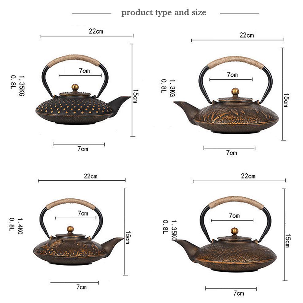 ENERGE SPRING 800ML Cast Iron Teapot Japanese-style Boiling Kettle Beauty Health Pig Iron Boiling Water Pot Retro Tea Set