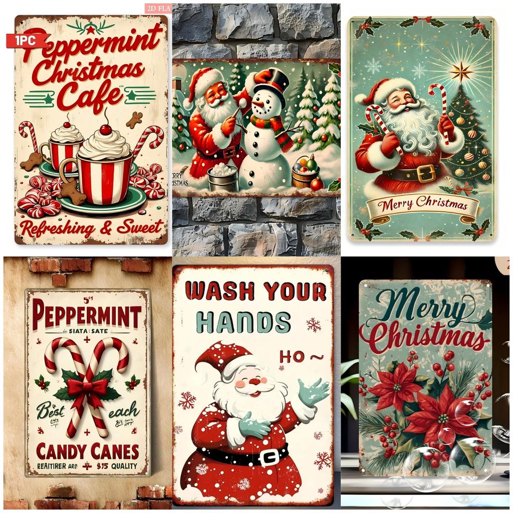 Vintage Iron Signs  Merry Christmas Tree Poster  Metal Plaque Bakery Candy Shop Home Wall Decor