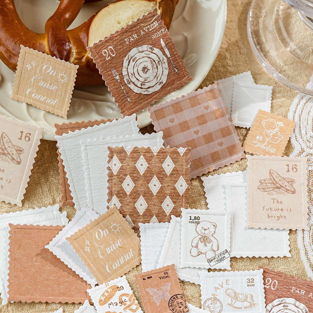 Momo Retro Embossed Scenery Stamp Stickers - Journal Decoration Series