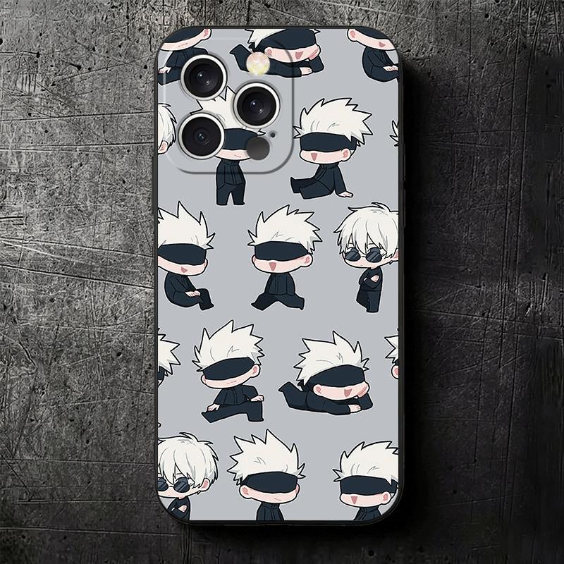 Cartoon Cute JUJUSU Anime Soft Phone Case for iPhone 16 16E 17 Air 15 Pro Max 14 Plus 13 Mini 11 12 7 Black Cover Back Shell