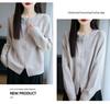 Korean Style Double Zipper Raccoon Fur Knit Cardigan - Stylish, Versatile Thick Round Neck Sweater Coat with Color Dots.