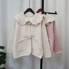 Removable Collar Horn Buckle Sweater Jacket Women's 2025 Autumn and Winter New Sweet Doll Collar Knitted Double-sided Woolen Cardigan