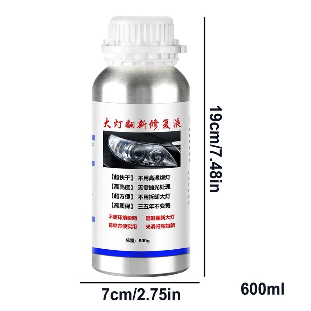 Headlight Restorer, Auto Headlight Lens Restorer, Quick Dry Headlight Polish 600ml - Car