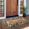 Stone Patterned Welcome Door Mat with A "welcome" Design for Farmhouse Decoration and Home Entrance The Front Door Welcome Mat