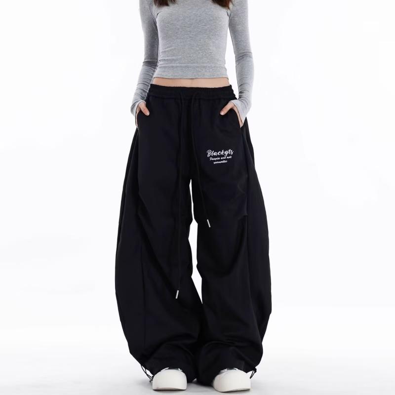 

Плиссированные комбинезоны Zou парашютиста-ятагана быстросохнущие для мужчин и женщин летний дизайн свободные прямые с широкими штанинами повседневные брюки для женщин 2XL чёрный