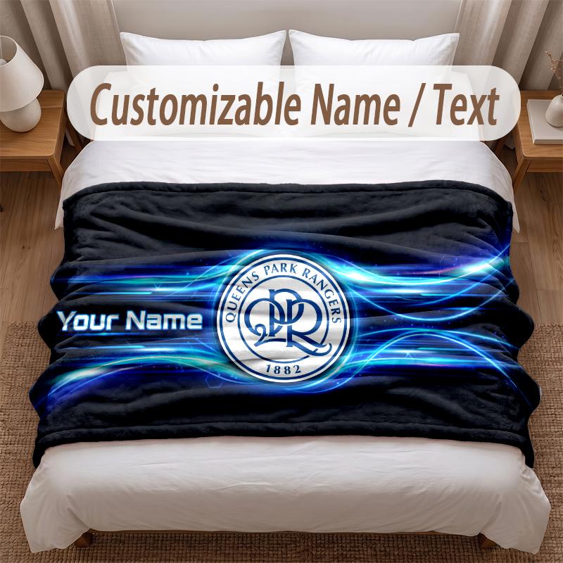 Queens Park Rangers Printed Flannel Blanket Custom Name Text Soft Warm Throw For Bedroom Holiday Gift