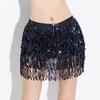 Pailletten Lateinischer Tanz Hula Kurzes Rockkleid Quaste Hüfttuch Bauchtanz Taillenkette für Damen