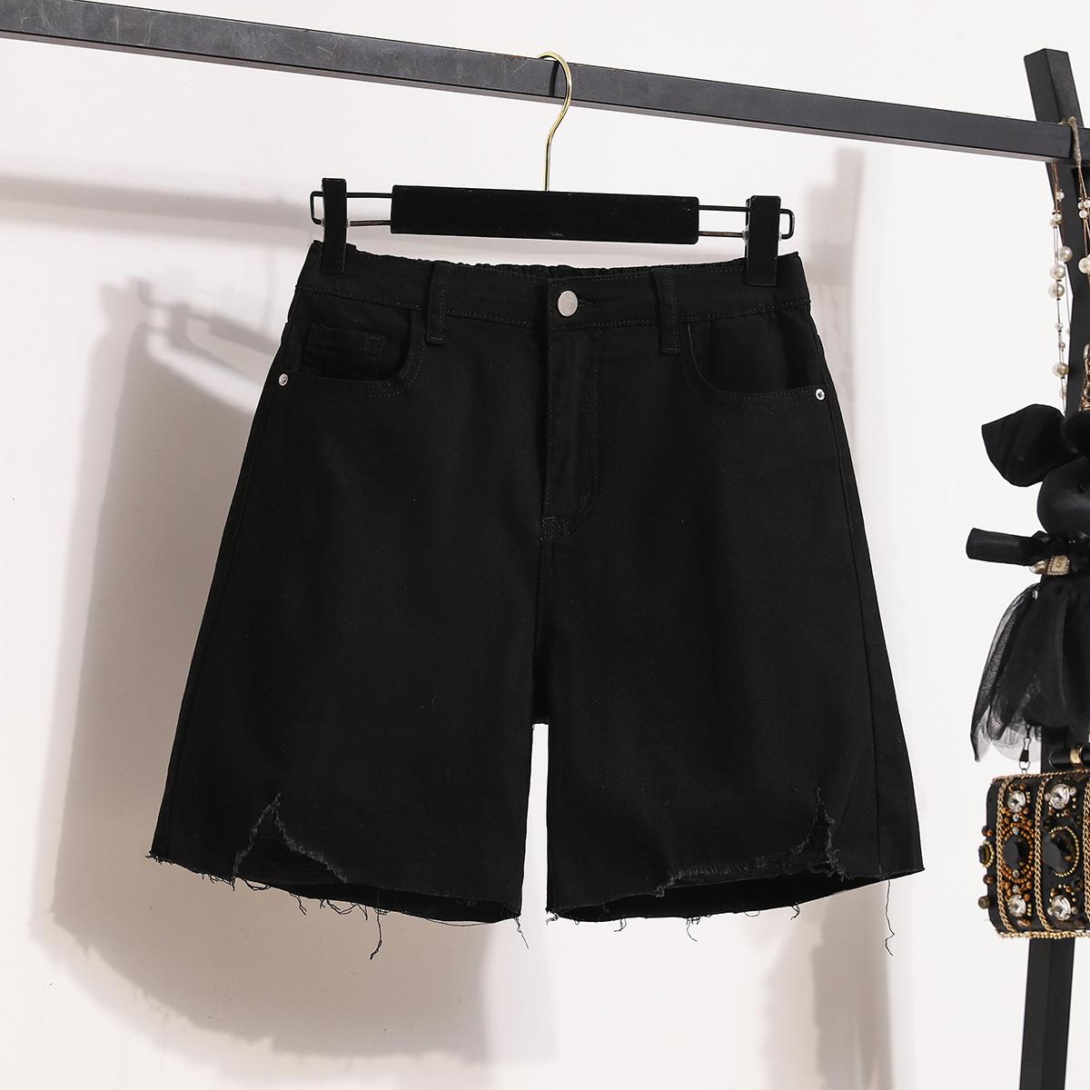 

DIMANAF Большие размеры Женские брюки Летние короткие джинсы с эластичным поясом Джинсы А-силуэта Базовые женские модные свободные белые брюки большого размера 3XL белый