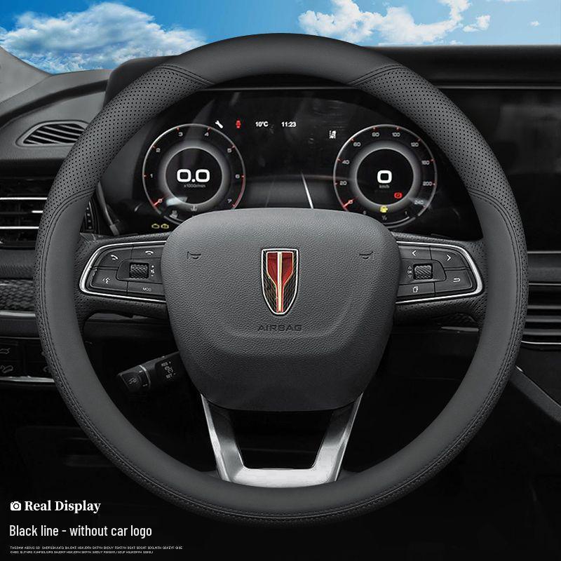 Hongqi Ultra-Thin Genuine Leather Steering Wheel Cover - All-Season, Universal Fit