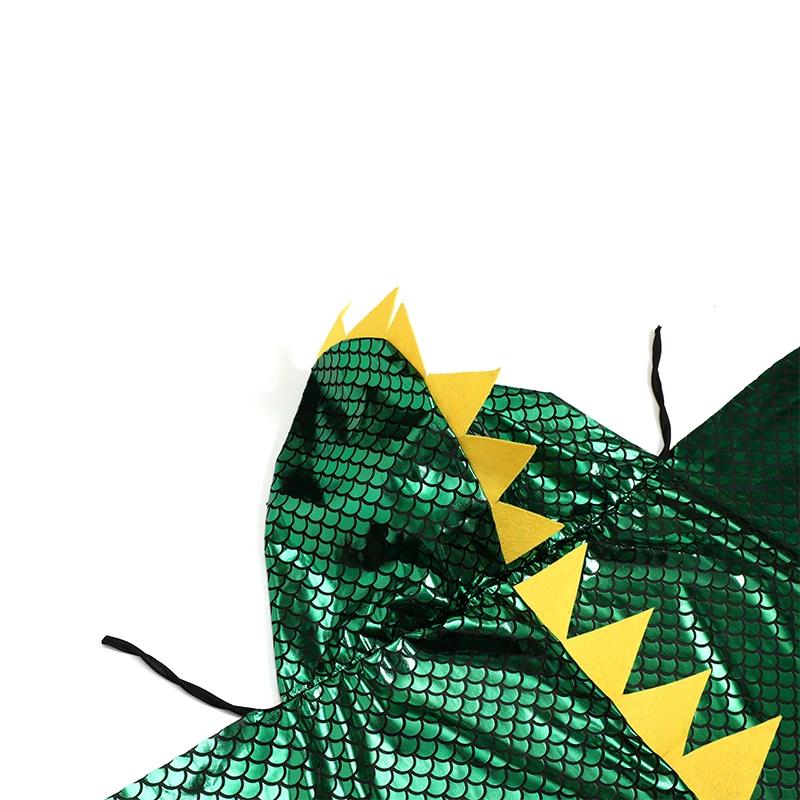 Unisex Green Dinosaur Cape Dragon Hooded Cloak Halloween Costumes Christmas Fancy Cloak Role Play Costumes Boys Girls