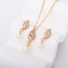Twisted Pearl Pendants Women's Jewelry Set Necklace/Earrings Imitation Pearl Drop Earrings Full Rhinestone Top Women's Necklace