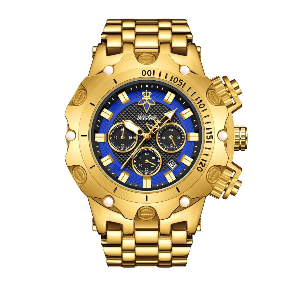 Yalalusi Luxury Gold Watch Multifunctional Men'S Watch Three-Eye Chronograph Business Watch European And American Watches