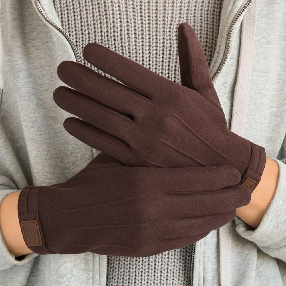 Touch Screen Keep Warm Gloves Solid Color Winter Mittens Thickened Thermal Gloves Man