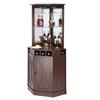 Corner Industrial Bar Cabinet, Wine Table for Liquor & Glasses, Sideboard Buffet Cabinet with Glass Holder, Freestanding Farmhouse Wood Coffee Bar