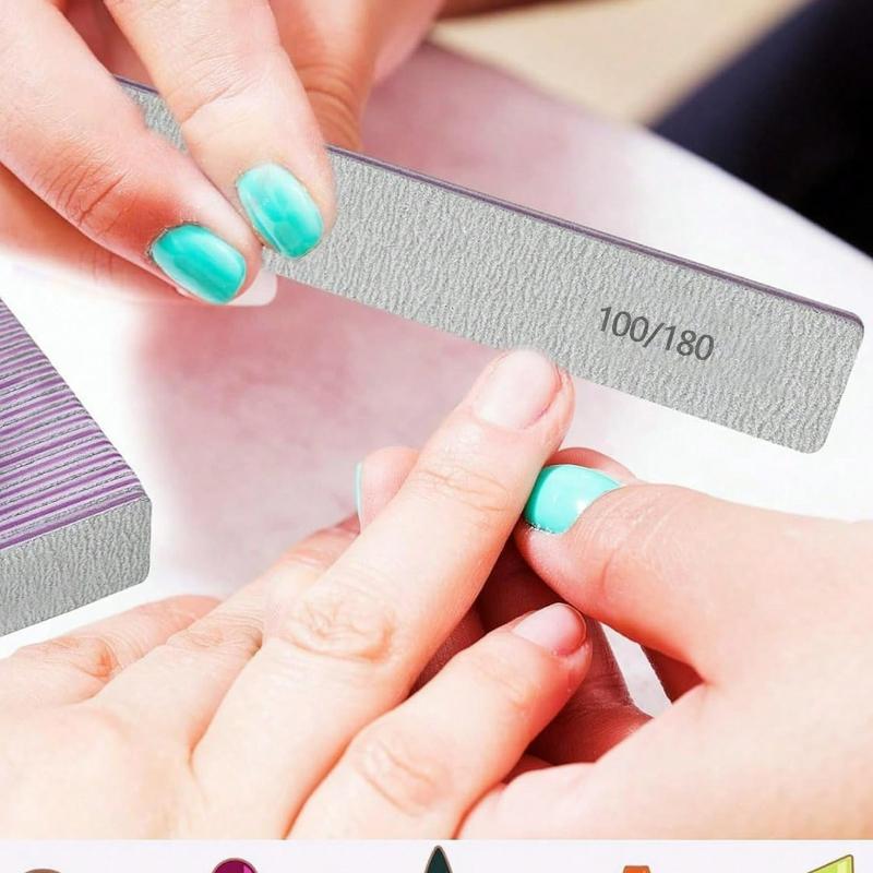 25Pcs Professional Nail File,180/100 Nail File Double-Sided Fine Grain Nail File For Home And Salon Use