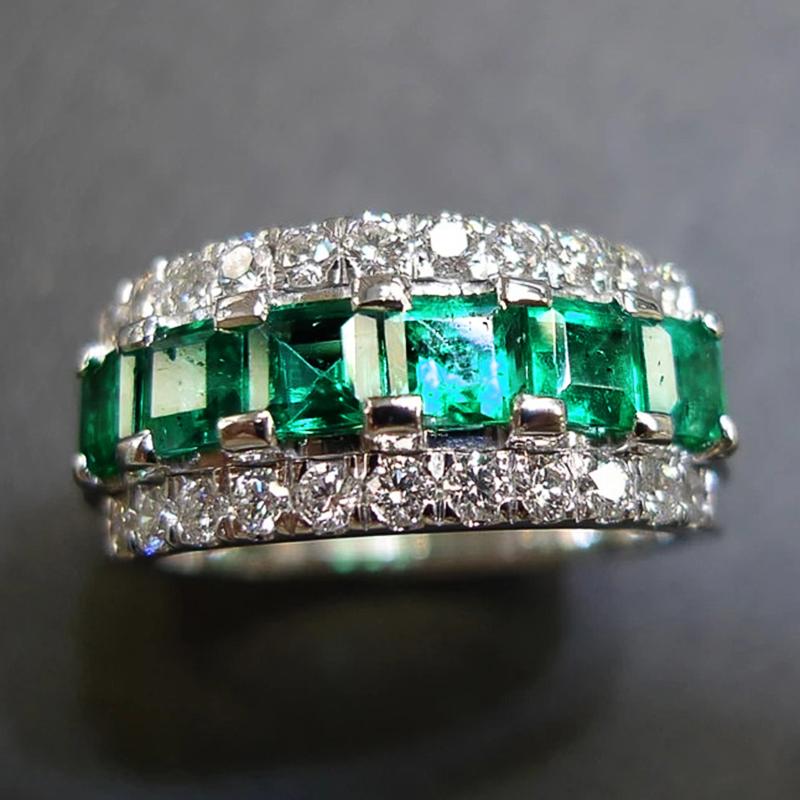 

Huitan Темпераментное женское кольцо на палец с блестящим зеленым/белым кубическим цирконием, роскошные элегантные женские аксессуары для вечеринки, ювелирные изделия 8