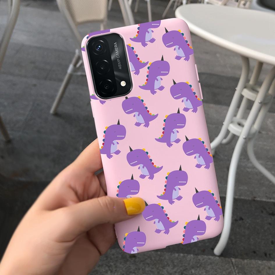 A74 Fodral För OPPO A74 CHP2219 Fodral Lyxigt Fjäder Dinosaurie Daisy Mönster Bakre Skydd För OPPO A74 5G CPH2197 A 74 Mjuk Capa