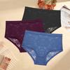 3PCS/Set Floral Embroidery Lace Panties Women's Plus Size Underwear Sexy Hollow Solid Briefs Girls Mid-Rise Temptation Lingerie